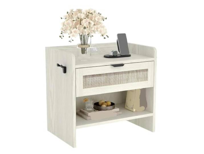 LXLAEOANG Nachttisch Aus Rattan(Milky White)