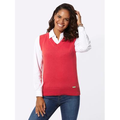 Pullunder CASUAL LOOKS "Pullunder", Damen, Gr. 38, rot (korallenrot), 50% Baumwolle, 50% Polyacryl, unifarben, Pullover Pullunder