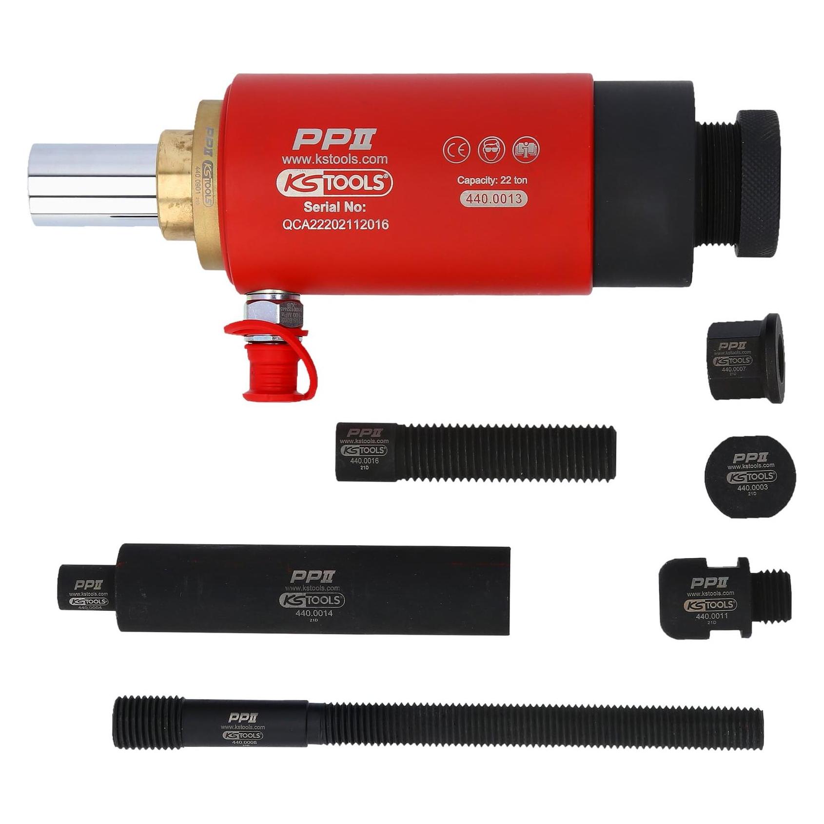 KS Tools Druck- und Zug-Hydraulikzylinder-Satz, 22t, 10-tlg (440.0010)