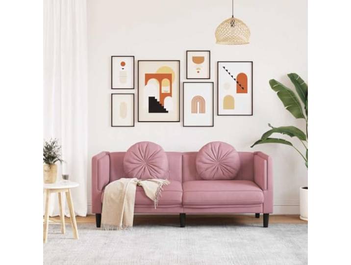 KTHLBRH 2-Sitzer-Sofa, rosa Samt, 173 cm Robuste Beine, dicke Polsterung, max. Belastung 110 kg, inklusive 2 runden Kissen