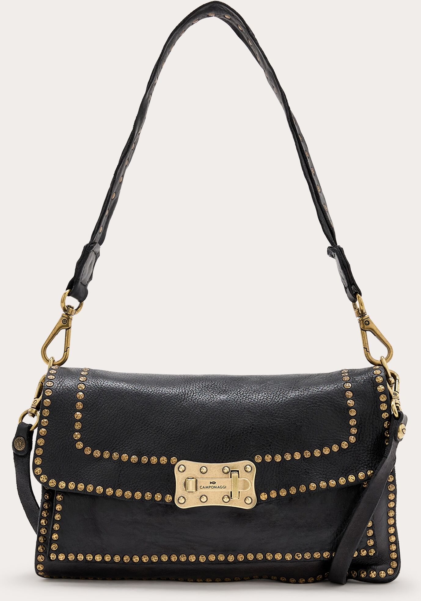 Campomaggi Bolso bandolera Agnes de piel. Negro