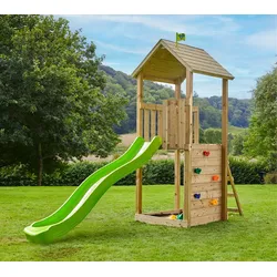 TP Toys Wolkenkratzer 1 | Holz Spielturm Garten | mit Rutsche - Natur