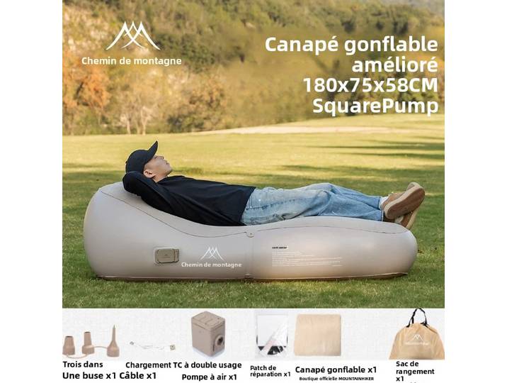 MOUNTAINHIKER – canapé-lit gonflable amélioré, matelas d'air extérieur, tapis de couchage gonflable automatique pour Camping paresseux, 180x75x58CM