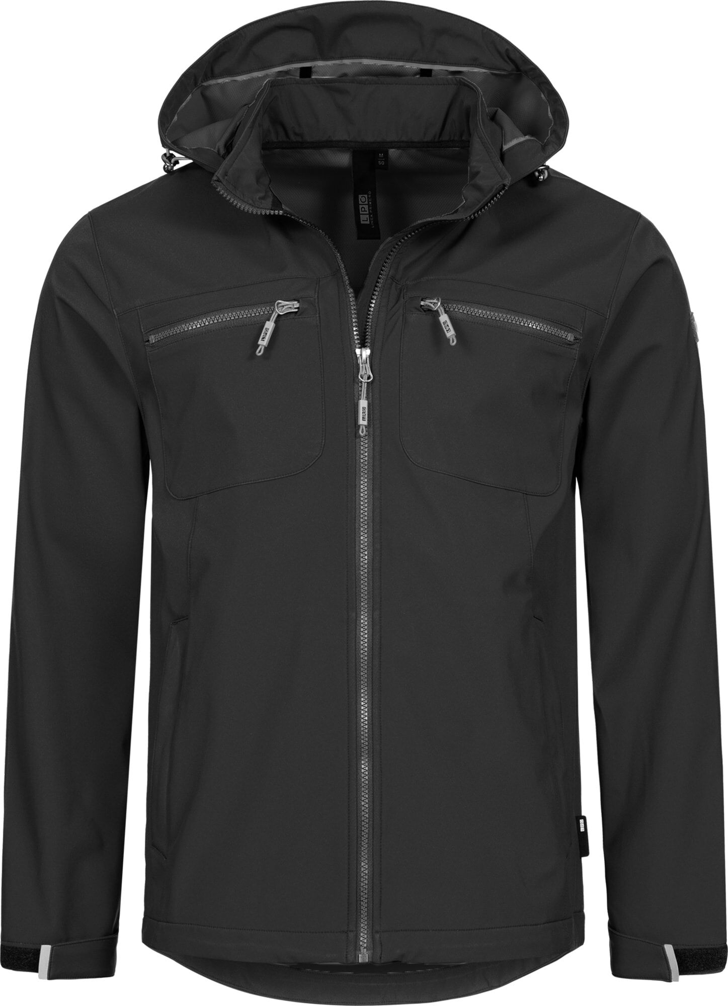 Softshelljacke LPO "LAC SIMARD NEW II Men", Herren, Gr. S, schwarz, Softshell, 96% Polyester, 4% Elasthan, bequem hüftbedeckend, verstellbar mit verstellbarem Klettverschluss, Jacken Softshelljacke, mit abnehmbarer Kapuze schwarz S