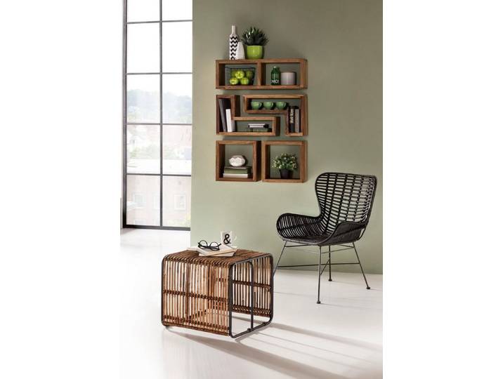 SIT Sessel Rennes Rattan-Sessel mit Armlehnen & stabilem Metallgestell, Handgefertigter Rattan-Sessel mit geschwungenen Armlehnen