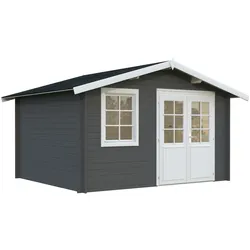 Palmako Gartenhaus Klara 10,4 m2 - 28 mm Grau dunkelgrau/weiß