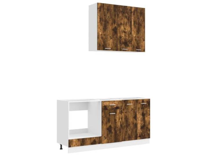fsahslih Küchenzeile Lyon 5-teilig Küchenschrank Set Geräucherte Eiche Moderne 5-teilige Küchenzeile aus robustem Holzwerkstoff für Küche und Essbereich. Inklusive Wand- und Unterschränken.