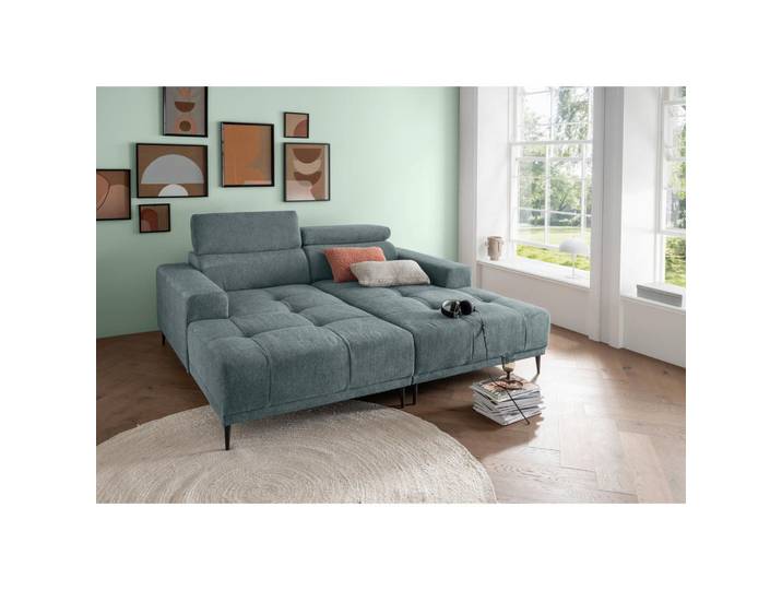 P & B Bigsofa, Mintgrau, Metall, Uni, 200x79-95x188 cm, Rücken echt, Wohnzimmer, Sofas & Couches, Bigsofa