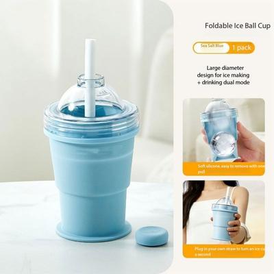 Market Central Collapsible Silicone Ice Cup For Travel And Chilled Drinks sky Blue
