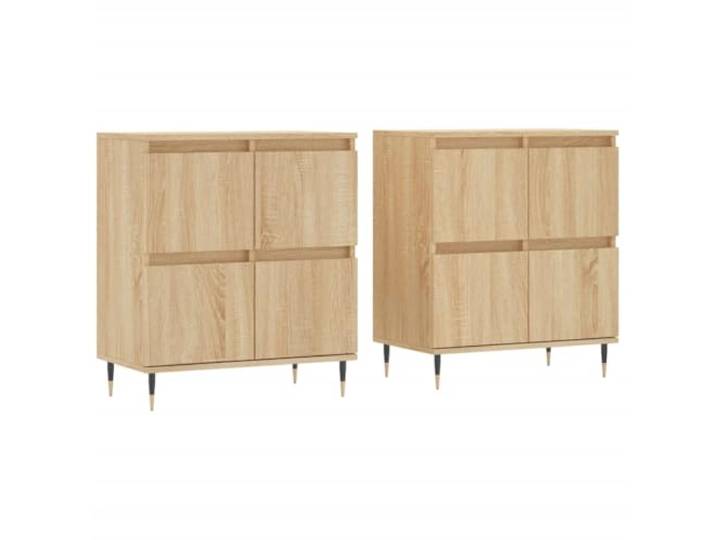 Fisinber Sideboard 2er Set Sonoma-Eiche Holzwerkstoff Kommode 120cm Stilvolle Anrichte im 2er Set für Wohnzimmer und Flur. Bietet reichlich Stauraum sowie Ablagefläche für Dekoration.