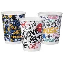 SWS 500 Kaffeebecher Coffee to go 400ml doppelwandig Ø 90x140mm Graffiti druck