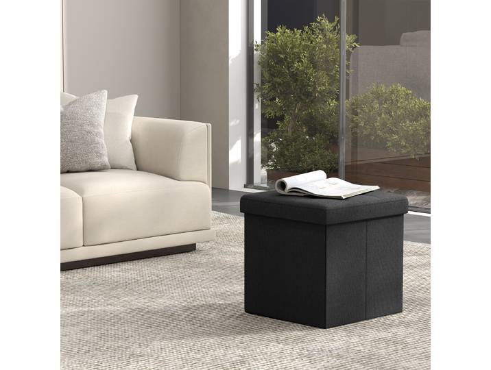 Pouf avec rangement 30 x 30 x 30cm Noir/Noir