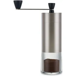 Tchibo manuelle Kaffeemühle, Keramikmahlwerk, einstellbarer Mahlgrad, Silber, Kaffeemühle, Silber