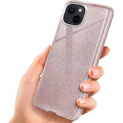 iPhone 15 Plus Hülle Glitzer Roségold – ONEFLOW Glitter Case, 3in1 Silikon, Funkelnd, Stoßfest, Dünn, Gloss-Rosé