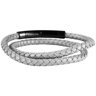 Wickelarmband ADELIA´S "Armband – Wickelarmband aus Leder 43 cm", silber (grau), Armbänder, Herren, 43cm, Leder, Wickelarmband, Schöne Geschenkidee zum Geburtstag