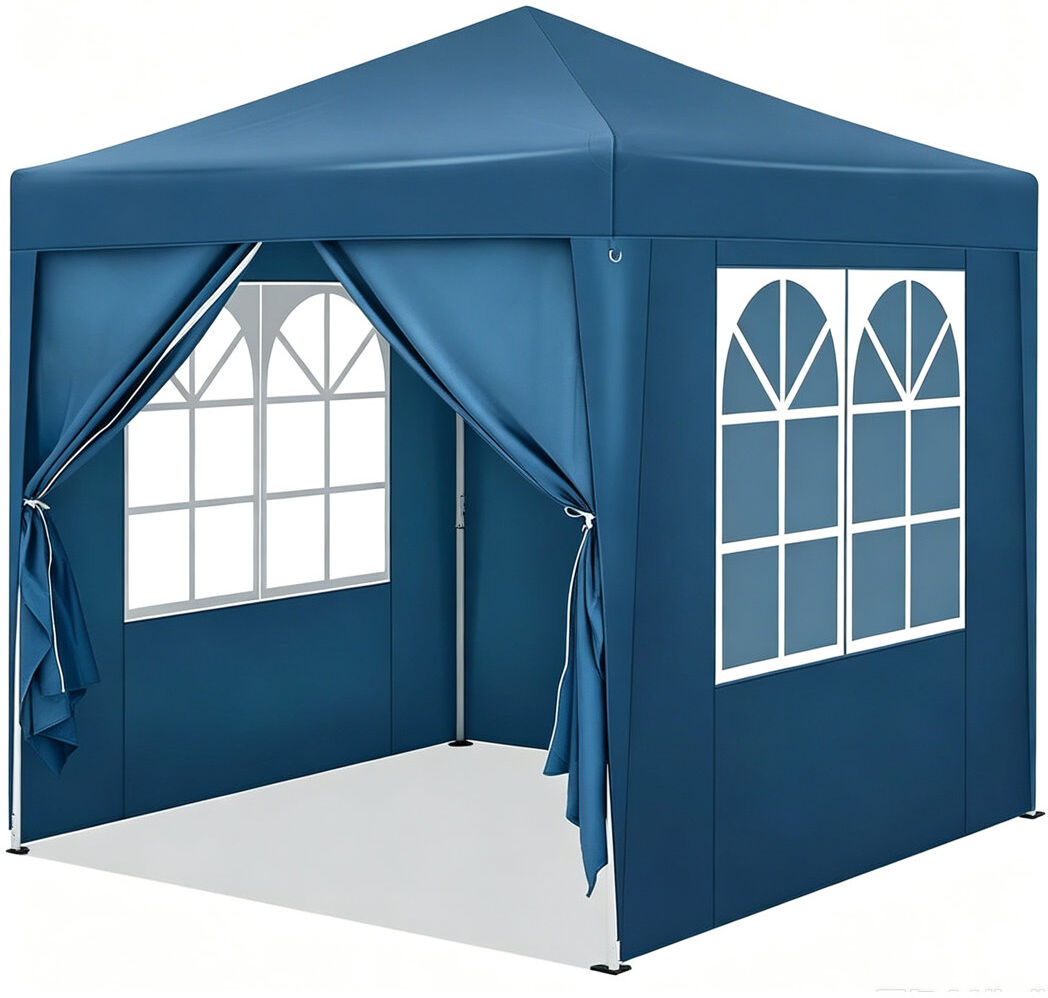 Dakota Fields Gazebo, folding gazebo 2 x 2m, with 4 side walls, party tent water-repellent UV protection 50+, height-adjustable garden gazebo, with carrying bag, fo Blue 200cm W X 200cm D X 240cm H