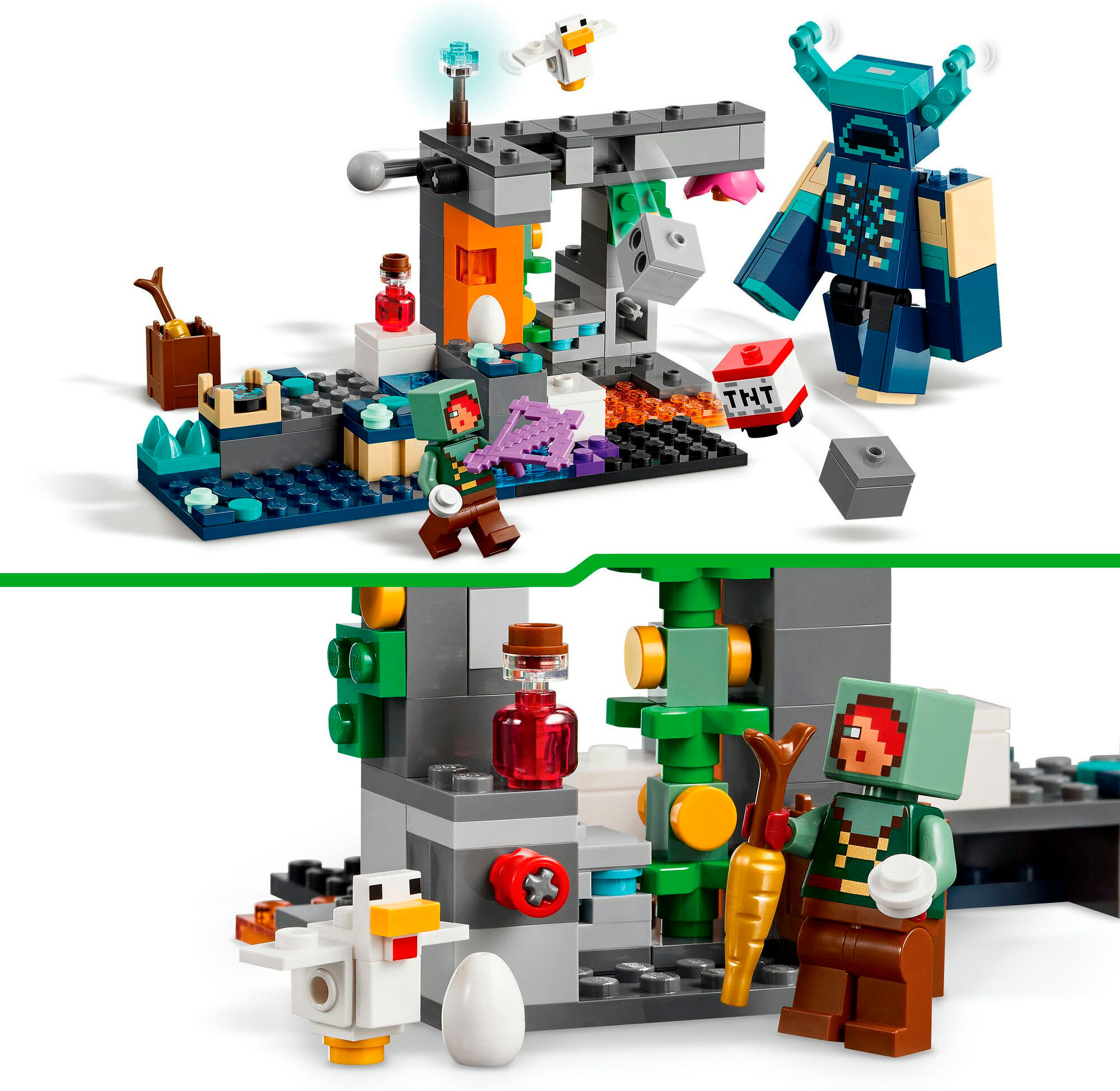 Konstruktionsspielsteine LEGO "Begegnung mit dem Wächter (21274), LEGO Minecraft", bunt, Spielbausteine, Kinder, Kunststoff, Konstruktionsspielsteine, Made in Europe
