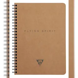 Clairefontaine 5x Flying Spirit, Notizbuch mit Doppelspirale und Innentaschen A5, 60 Blatt abtrennbar, liniert, Einband - Braun 103566C
