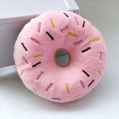 Discount Dollar Deals Soft Dog Donuts Plush Chew Toy Interactive Pet Toy For Small Medium Dogs, Squeaker Sound Fun pink m