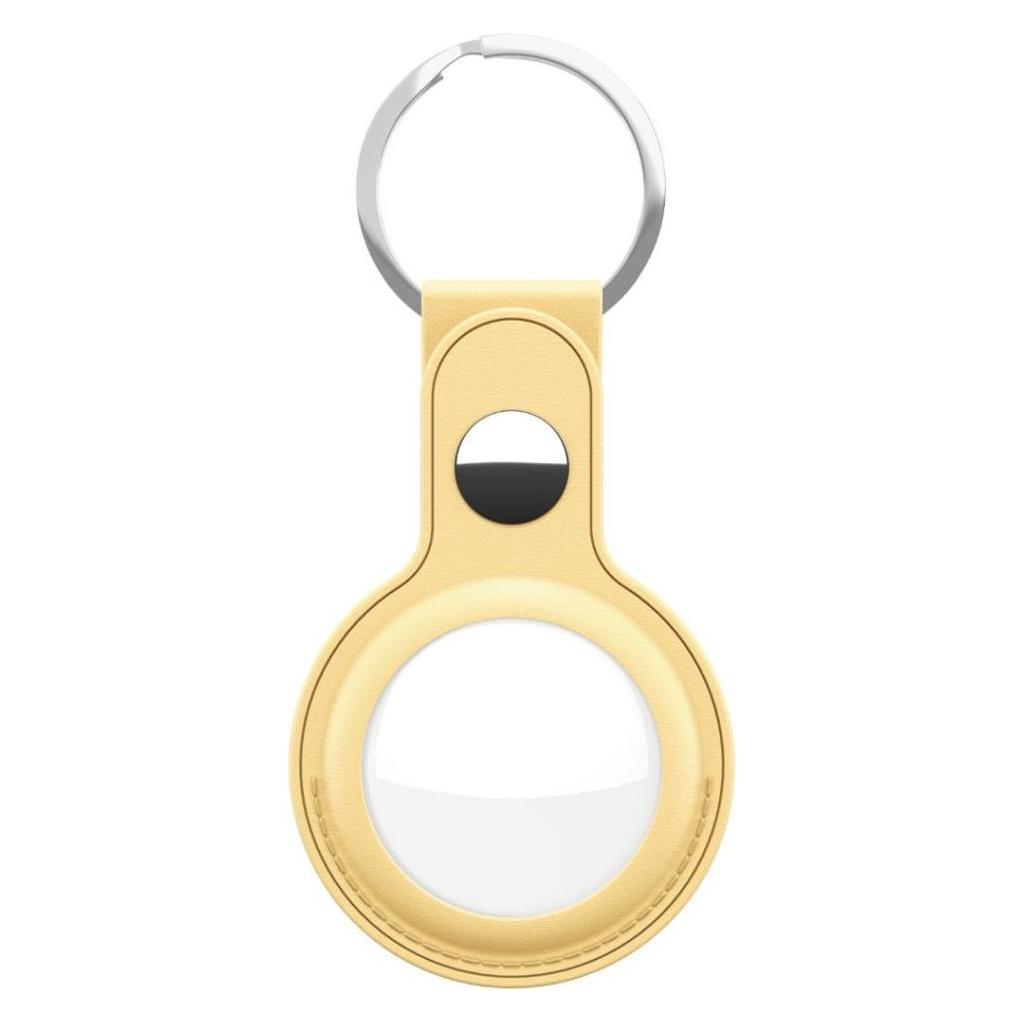 Keybudz Leather Keyring for AirTag 2-pack (Color: Pastel Yellow) (AT2_S1_PYL)