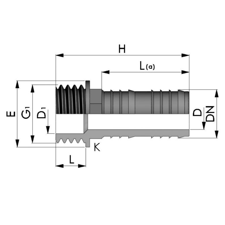 REKUBIK Schlauchtülle Außengewinde x Tülle 1/2" AG x 16mm (5/8") 0400130.050316