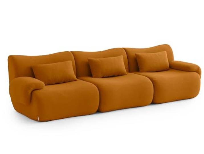 MILYsofa Modulares 3-Sitzer-Sofa, Bouclé-Bezug Zimtbraun, Abnehmbare Kissenbezüge (Zimtbraun, 3-Sitzer)