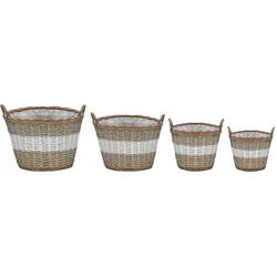 Helloshop26 - Hochbeet-Pflanzkasten für Pflanzen Blumen und Garten 4-teilig Weide mit PE-Auskleidung 02_0001333