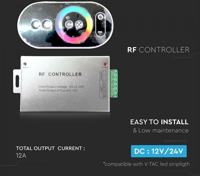 V-Tac Vt-2405 Controller Rf Per Strip Led Rgb Con Telecomando Touch - Sku 3312
