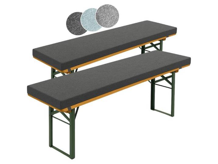 sleepling lot de 2 coussins de banc 220 x 25 x 4 cm mousse confort housse microfibre Gris foncé fabriqués UE