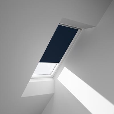 Verdunklungsrollo VELUX "DKL S10 1100SWL", blau (dunkelblau, weiß), S10, stufenlos positionierbar, Aluminium, Polyester, Rollos, Verdunklungsrollo, weiße Führungsschienen & Griffleiste