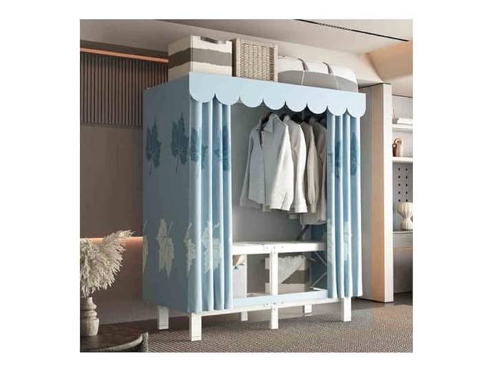 LigedamaiEU Tragbarer Schrank, Kleiderschrank, Kleiderständer mit Abdeckung, Kleidung Stahlrohrrahmen und Stoffbezug(Color 4)