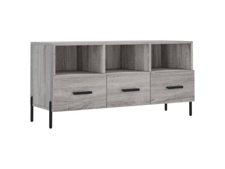 hliofuir TV-Schrank Grau Sonoma 102x36x50 cm Lowboard Fernsehtisch Modernes Lowboard für Wohnzimmer und Schlafzimmer mit reichlich Stauraum und stabilen Eisenbeinen.