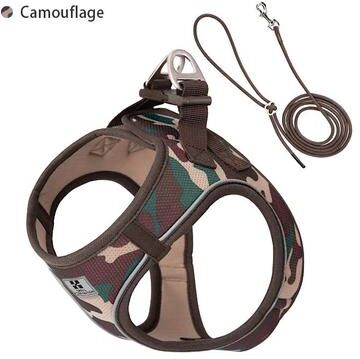 Uplift Treasures Reflective Adjustable Dog Harness And Leash Set camouflage xxs