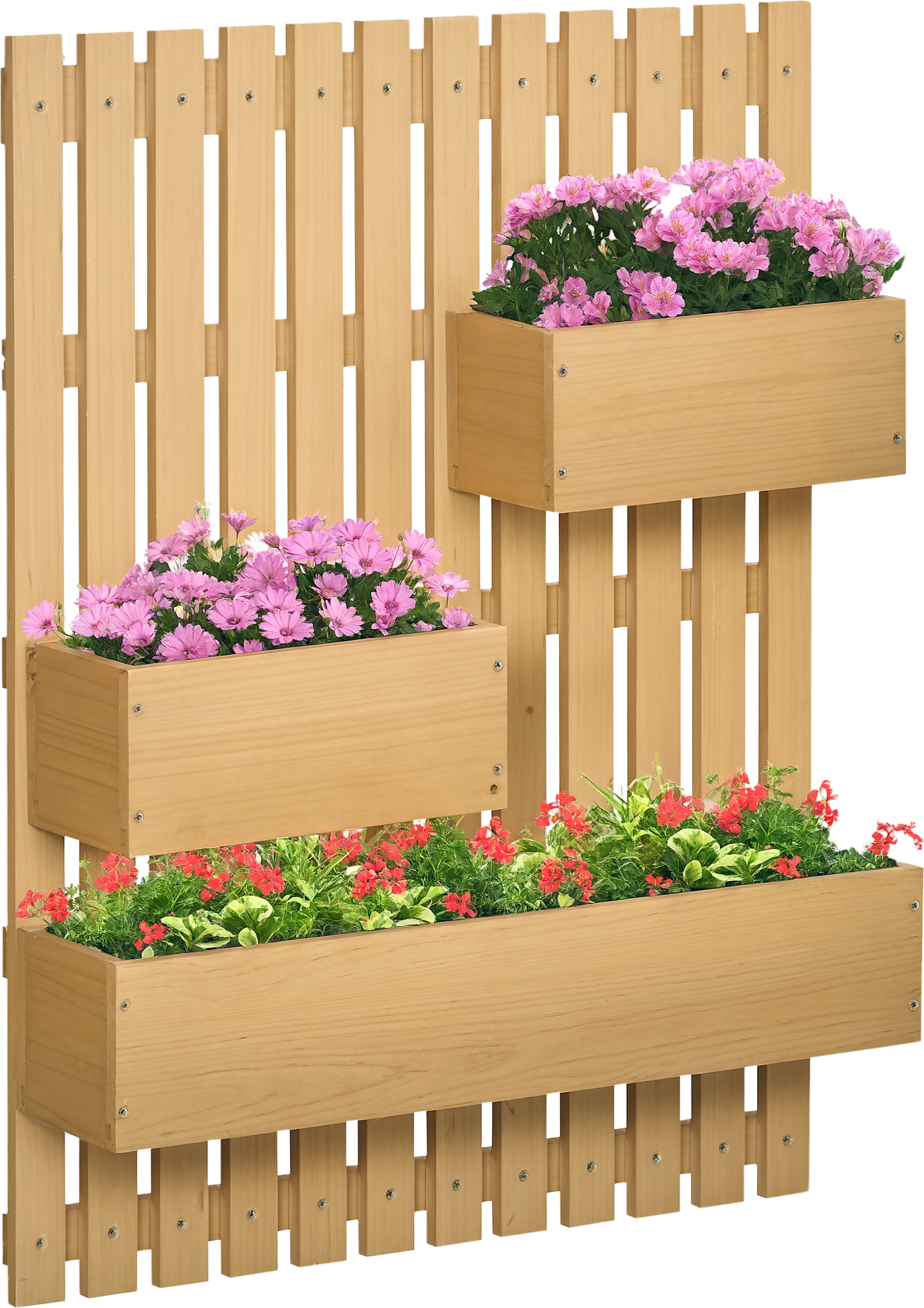 Altro Fioriera Da Esterno Verticale In Legno Con 3 Vasi Rimovibili, 60x16x80cm