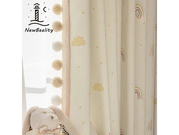 Rideaux occultants en jacquard crème arc-en-ciel pour salon, salle à manger, chambre à coucher, chambre d'enfant, rideaux sur mesure, décoration