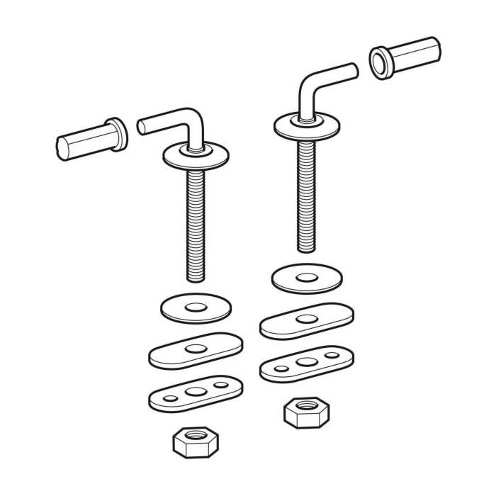 Geberit Renova Scharnier-Set 598165000 Befestigung von unten, Edelstahl, für WC-Sitz