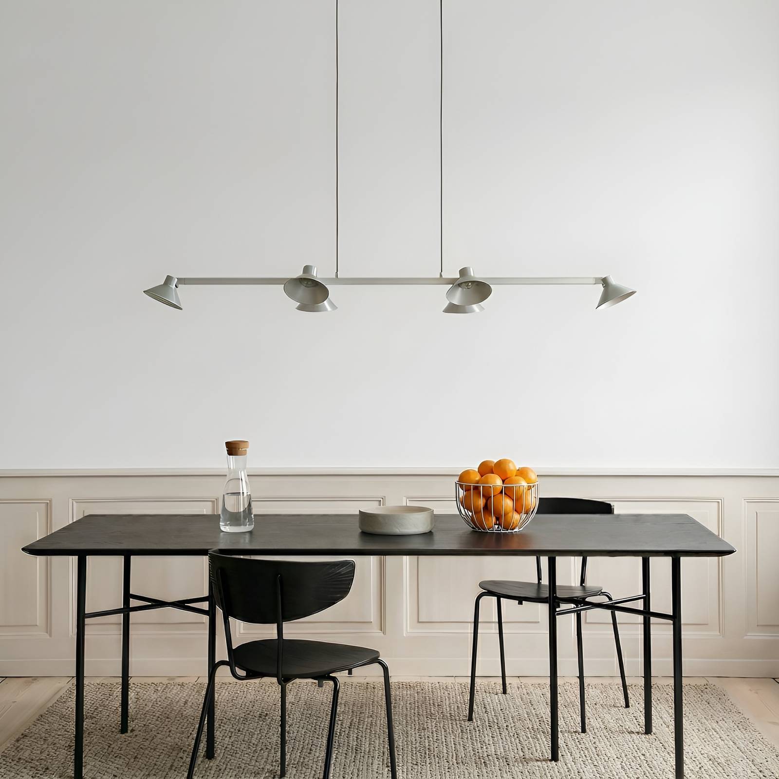 Hängelampe Steve Lucande, dimmbar, alu / grau / zink, für Wohn- / Esszimmer, Metall, Modern
