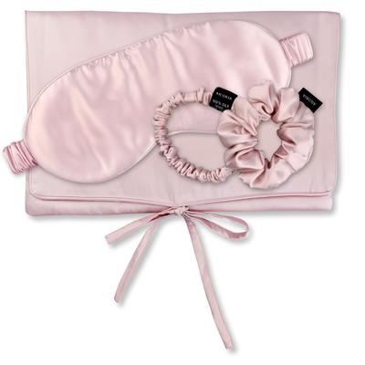 Seidentuch AILORIA "Tasche, Schlafmaske, Scrunchie S & Scrunchie M TRAVEL SET", Damen, rosa (shy blush), Obermaterial: 100% Seide silk., Modetücher
