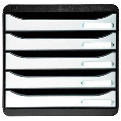 Exacompta 3097213D 1x BIG-BOX PLUS Schubladenbox, 5 offene Laden - Weiß glossy