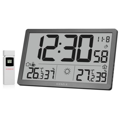KIENZLE Jumbo NEO LCD Wetter-Wanduhr grau