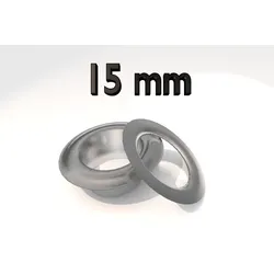 Ösen für Hand Ösenpresse BB-XOEP, Stahl vernickelt, Pack mit 100 Stück 15 mm, Eisen