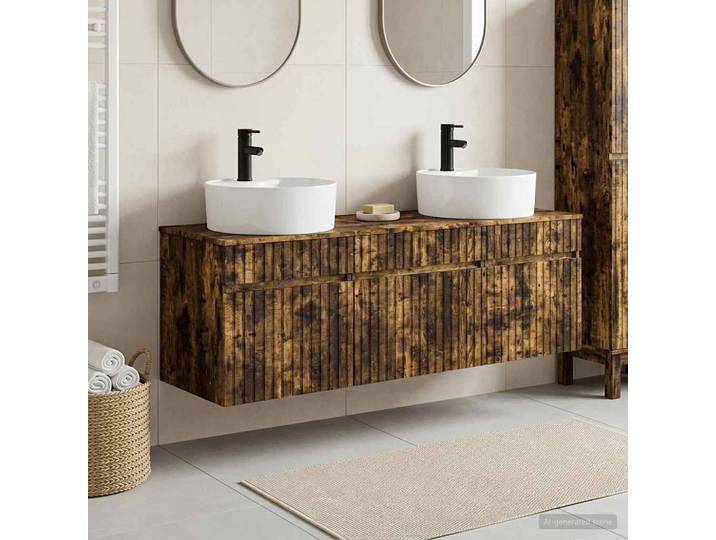 vidaXL Badezimmerschrank-Set 3 stk. Geräucherte Eiche