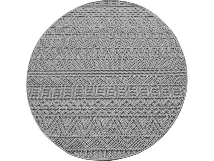 Tapis rond bouclés à relief ethnik gris 200x200cm