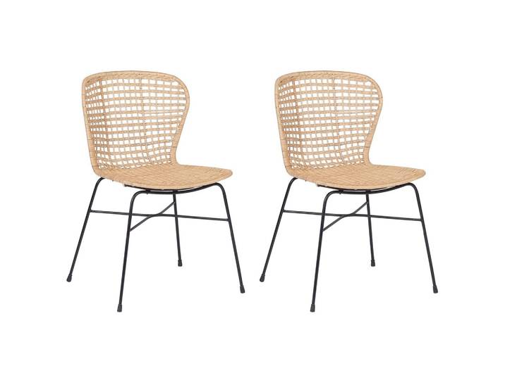 RATTANSTUHL 2er-Set Rattan Beige Elfros