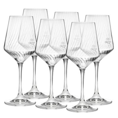 Weinglas VAN WELL "Eva, Weingläser 45 cl geeicht, 6 Stück", transparent, H:24,5cm Ø:9,5cm, Kristallglas, Trinkgefäße, Weinglas, Relief-Optik, spülmaschinengeeignet