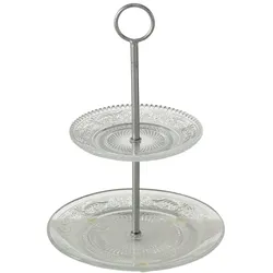 BOLTZE Gruppe GmbH Etagere Relief 2 Ebenen Glas H 28cm Ø 20cm klar