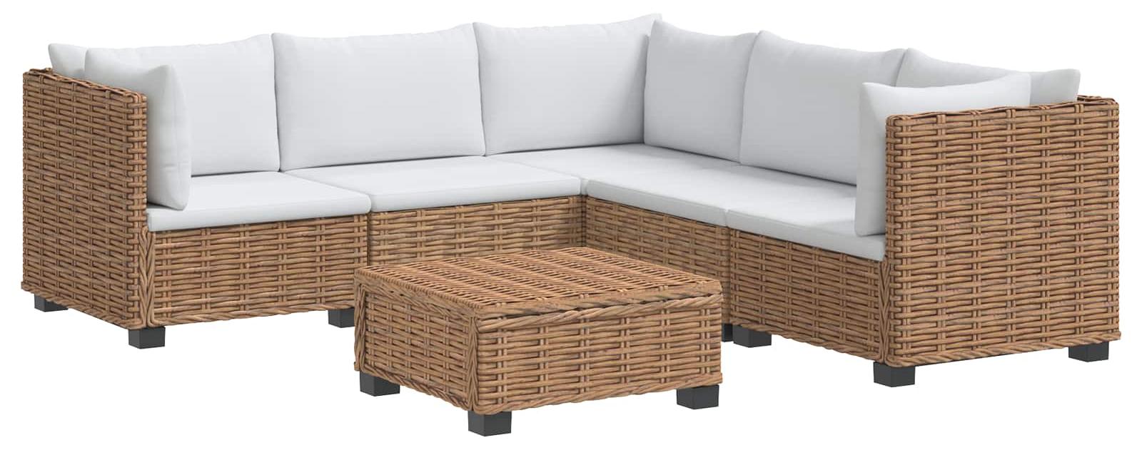 vidaXL 6 Stk. Rattan-Lounge-Set mit Kissen GENDT Naturrattan Natur