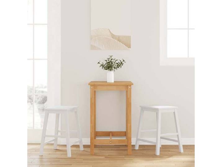 VidaXL Chaises de bar 2 pcs blanc bois massif d'hévéa chaise tabouret de bar de cuisine chaise de restaurant tabouret de 4102582