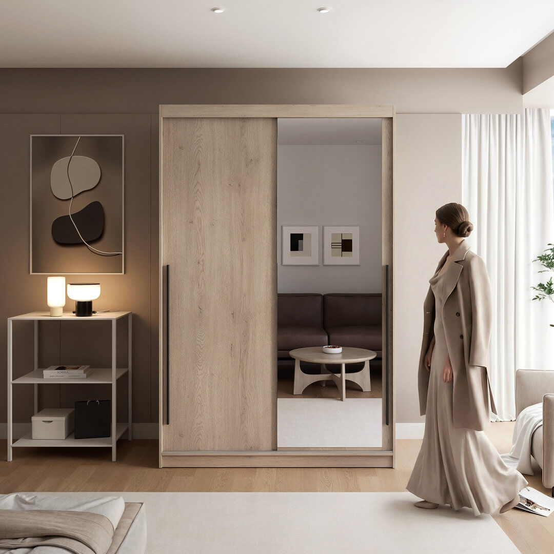 Brayden Studio Manufactured Wood Wardrobe Oak 215cm H x 180cm W x 60cm D