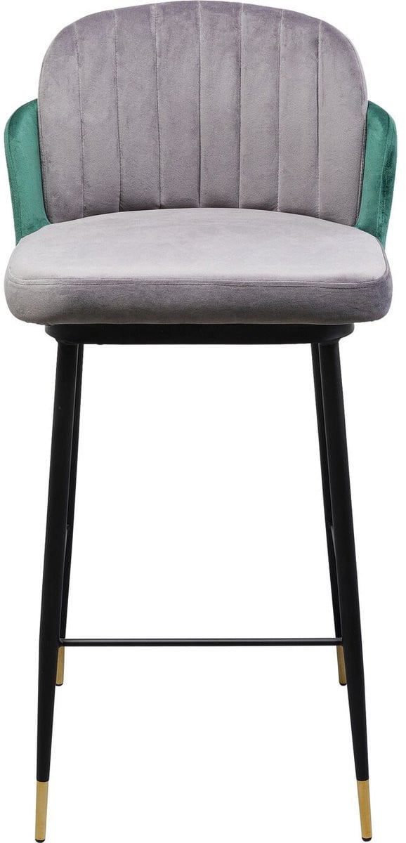 Kare Design Barkruk Hojas grijs en groen met fluwelen zitting